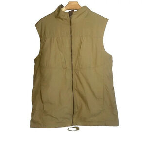 Exfficio FLYQ Vest Fishing Hiking Travel Full Zip Pockets Men's Size Large Tan